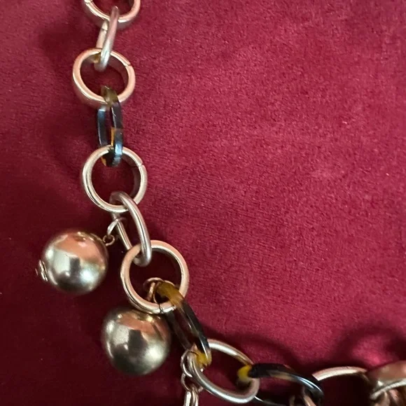 J. Crew Silver Charm Necklace with Black and Gold Chain - Picture 5 of 6